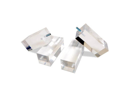 Meublori LITERIE - Jeu de pieds de lit carrés Plexiglas Hauteur 20 cm lot de 4