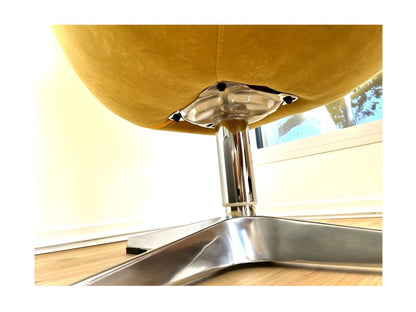 Meublori - Fauteuil en velours moiré moutarde