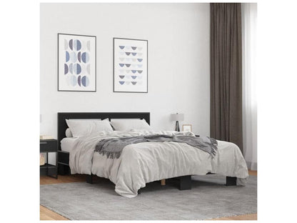 Cadre de lit noir 120x200 bois d'ingénierie et métal