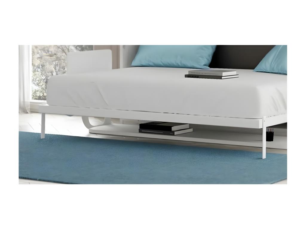 Lit escamotable verticale 140x190 avec bureau Studante-Façade Noyer SRLS48003