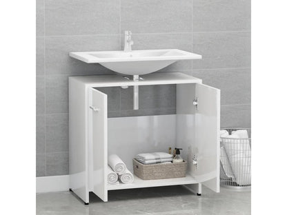 Armoire de salle de bain Blanc brillant Bois d'ingénierie HQPD74987