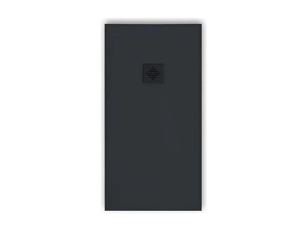 Receveur de douche 90x130 cm extra plat PURE en résine surface ardoisée anthracite Grille anthracite