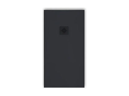 Receveur de douche 90x130 cm extra plat PURE en résine surface ardoisée anthracite Grille anthracite