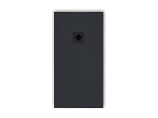 Receveur de douche 90x130 cm extra plat PURE en résine surface ardoisée anthracite Grille anthracite