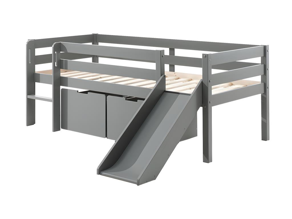 Pack - Lit Enfant Surélevé / 2 Tiroirs Meublori 90x200cm Blanc