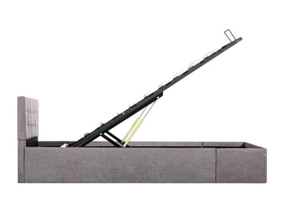 Cadre de lit à stockage hydraulique Meublori Tissu 100x200 cm