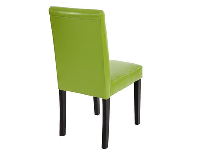 Lot de 2 chaises de séjour Meublori simili-cuir vert pieds foncés