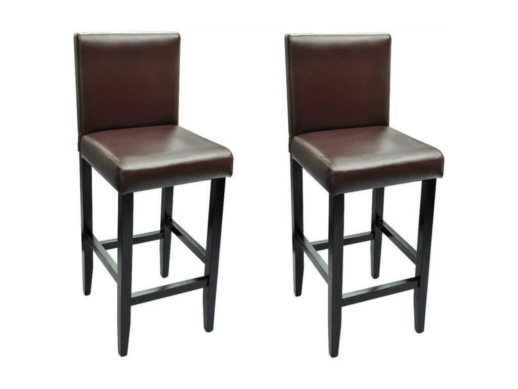 Tabourets de bar lot de 2 marron foncé similicuir