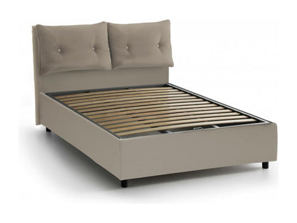 Lit double Meublori lit coffre avec revêtement en éco-cuir Made in Italy ouverture frontale adapté pour matelas 120x190 cm gris tourterelle