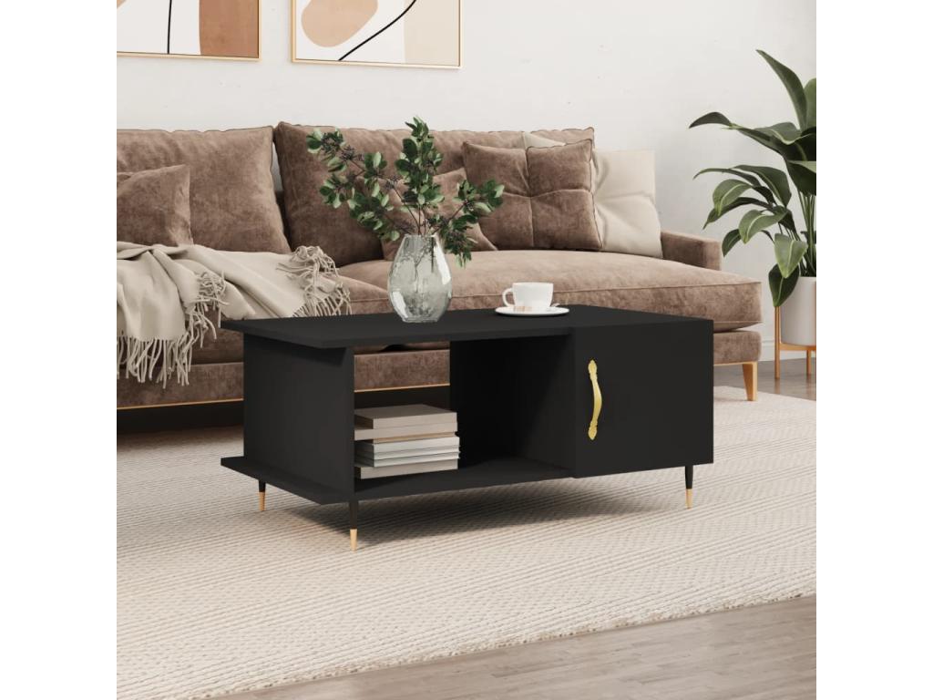 Table basse noir 90x50x40 bois d'ingénierie