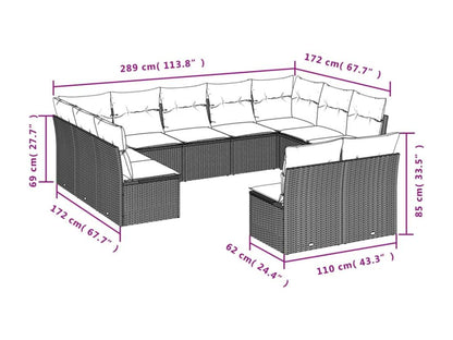 Salon de jardin 11 pièces avec coussins beige résine tressée