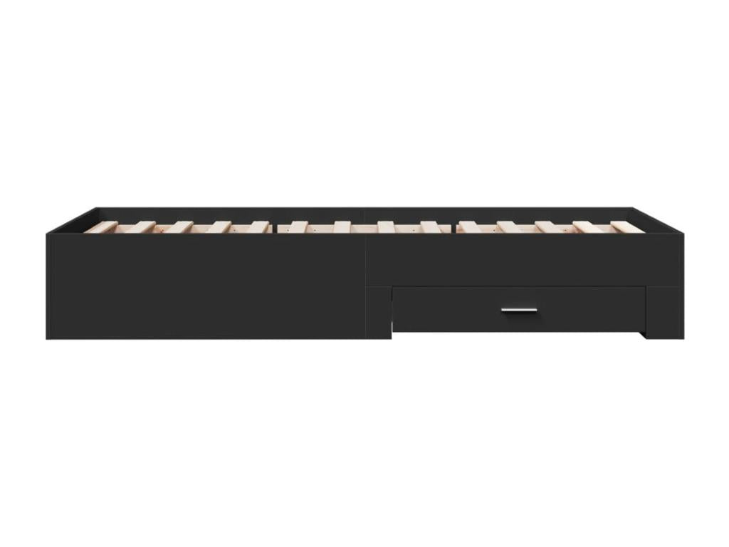 Cadre de lit avec tiroirs sans matelas noir 90x200 cm