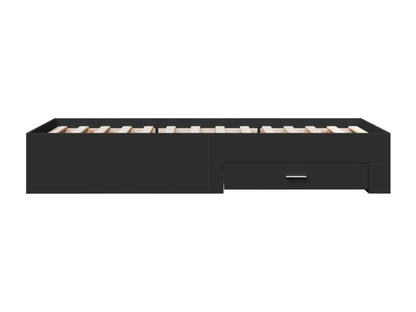Cadre de lit avec tiroirs sans matelas noir 90x200 cm