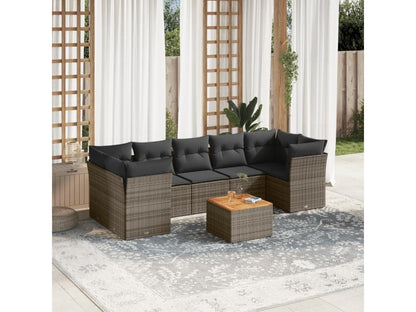 Salon de jardin 8 pcs avec coussins gris résine tressée TIIG88136