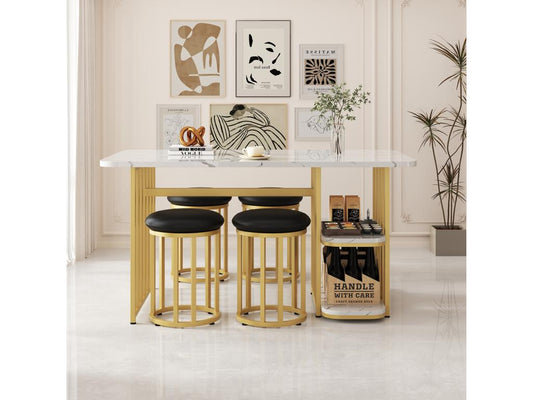 Ensemble de table à manger rétractable pliable avec table à manger 4 chaises 120 x 80 x 75cm chêne blanc