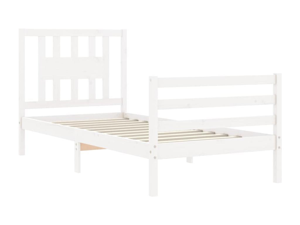 Cadre de lit sans matelas blanc bois massif
