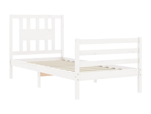 Cadre de lit sans matelas blanc bois massif