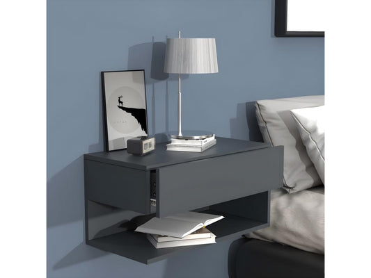 Tiroir mural en bois Meublori Table de nuit murale Tiroir Console Table de nuit Usal XL 60 cm Anthracite