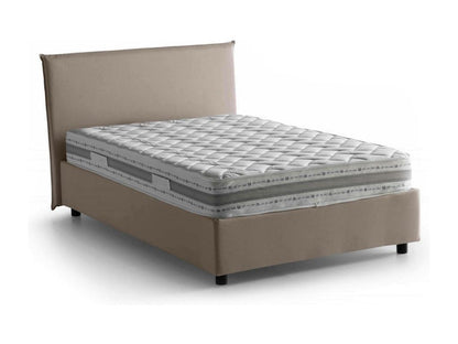 Lit double Meublori lit coffre avec revêtement en tissu Made in Italy ouverture frontale avec matelas 120x200 cm inclus gris tourterelle