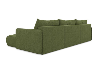 Canapé d'angle panoramique convertible en tissu chenille - bouteille verte - Meublori