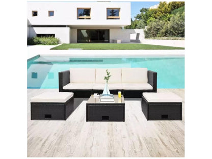 Salon de jardin 1 canapé avec coffre résine tressée noir Laviecasa YMEW03183