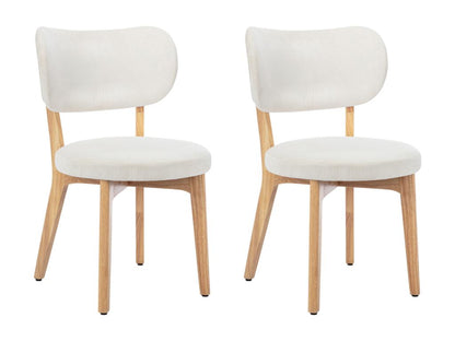 Lot de 2 chaises en velours côtelé et bois d'hévéa - Blanc - Meublori
