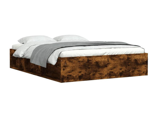 Cadre de lit sans matelas chêne fumé 140x200 cm