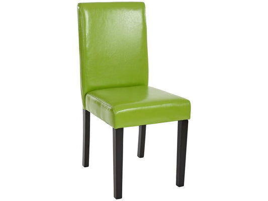 Lot de 2 chaises de séjour Meublori simili-cuir vert pieds foncés