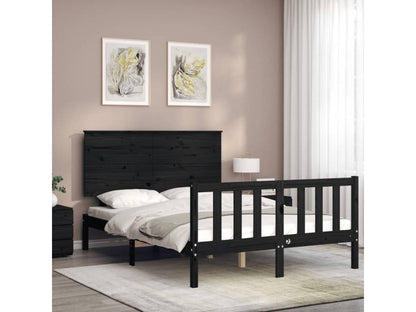 Cadre de lit avec tête de lit noir 140x190 bois massif ASRI00361