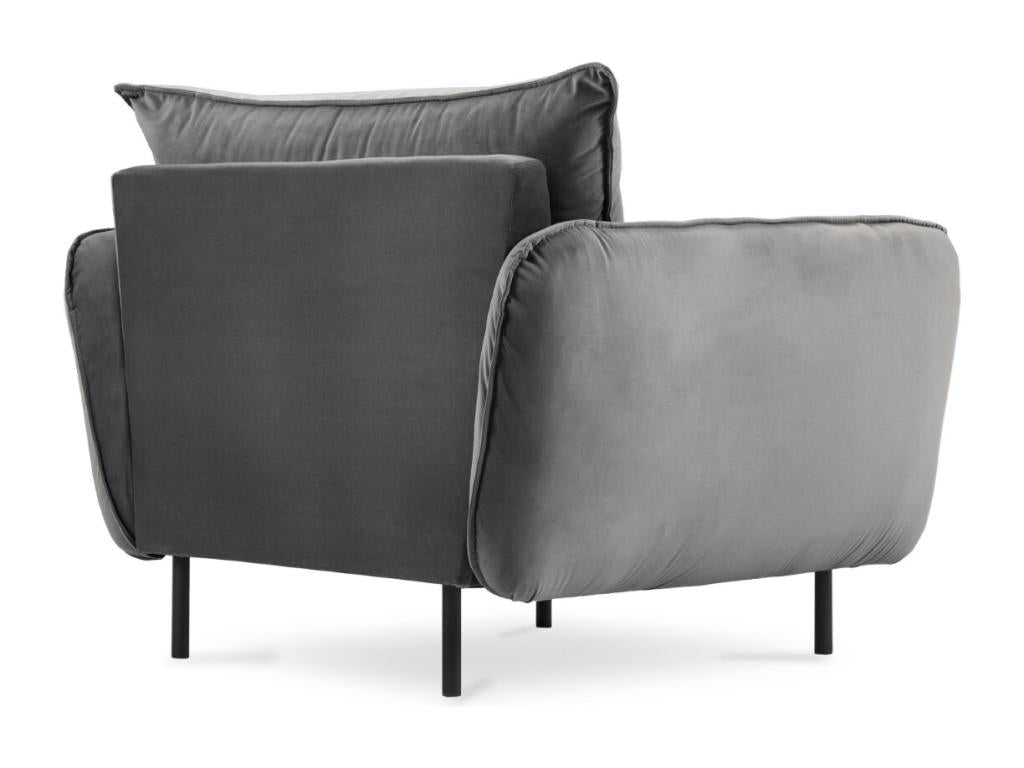 Meublori - Fauteuil Meublori en velours gris - 97x94x95cm