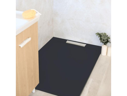 Receveur de douche 90x150cm extra plat Meublori en résine surface ardoisée noir