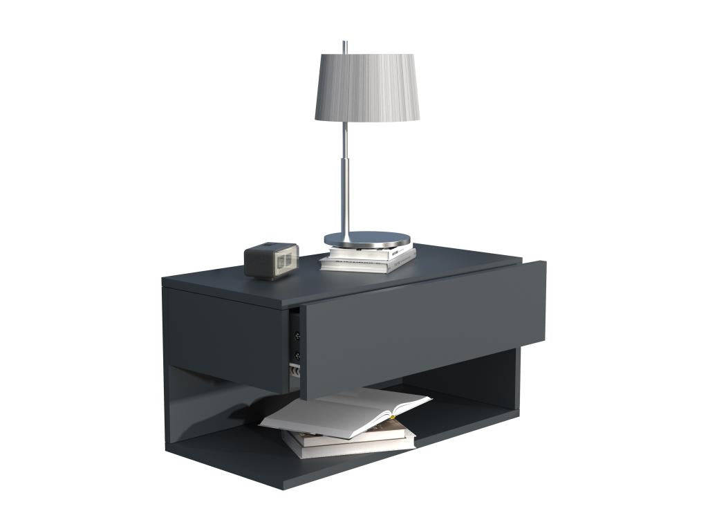 Tiroir mural en bois Meublori Table de nuit murale Tiroir Console Table de nuit Usal XL 60 cm Anthracite