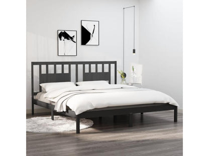 Cadre de lit sans matelas gris bois massif 200x200 cm