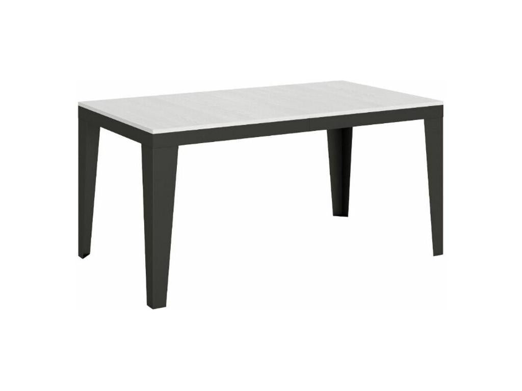Table rectangulaire extensible 6 à 12 places L 160 à 264cm blanc et pieds acier gris foncé Laviecasa MCPK08507