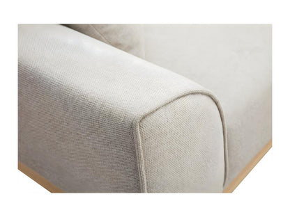 Canapé scandinave 3 places en tissu effet velours texturé beige et bois clair Meublori