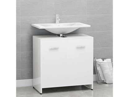 Armoire de salle de bain Blanc brillant Bois d'ingénierie HQPD74987