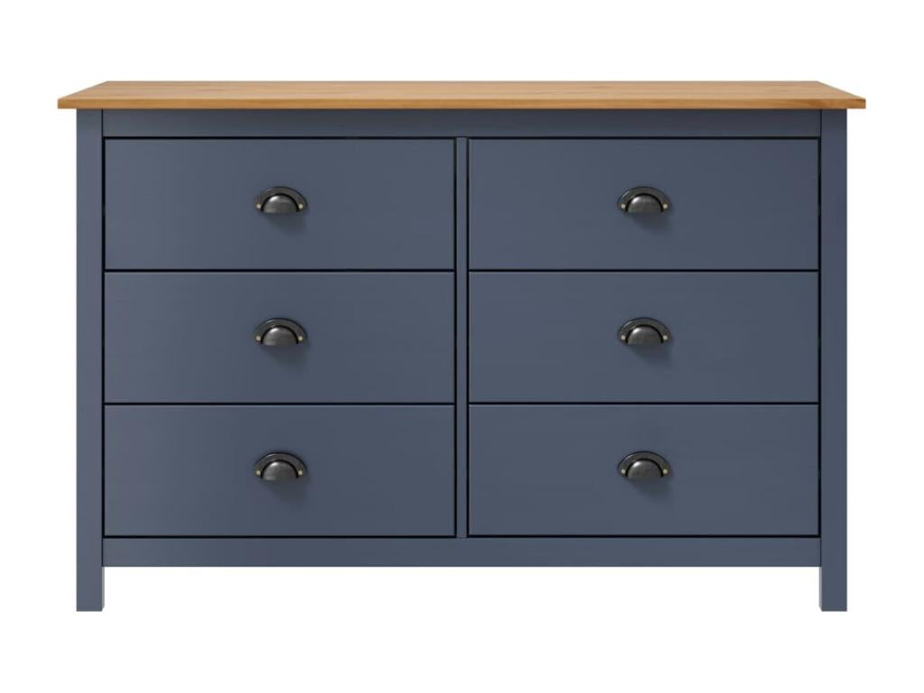 Buffet Meublori Gris 125x40x80 cm Bois de pin solide