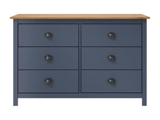 Buffet Meublori Gris 125x40x80 cm Bois de pin solide