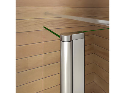 Paroi de douche à l'italienne 120 40x200cm avec retour pivotant - Verre 8mm trempé - Avec barre de fixation 90cm en carré