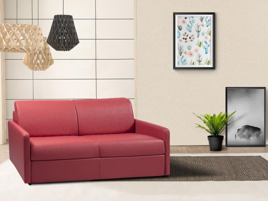 Canapé 2 places convertible express en simili Meublori - Couchage 120 cm - Matelas 18 cm Meublori