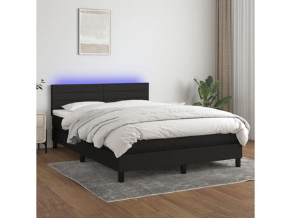 Sommier tapissier avec matelas et LED Noir 140x200 cm Tissu
