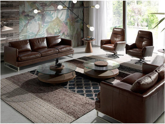 Fauteuil pivotant Laviecasa cuir avec mécanisme du dossier rabattable Laviecasa-Couleur Cuir Piel noir FWMP18663