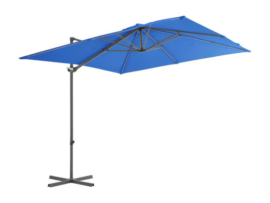 Parasol déporté avec mât en acier Bleu azuré 250x250 cm