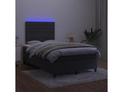Sommier à Meublori de lit avec matelas LED Noir 120x200cm Velours