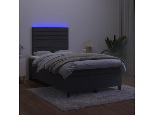 Sommier à Meublori de lit avec matelas LED Noir 120x200cm Velours
