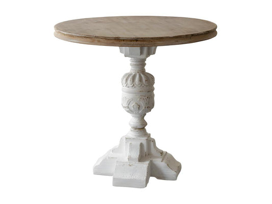 VICTORIA - Table ronde 3 places en bois recyclé blanc PPGQ37327