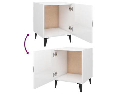 Tables de chevet 2 pcs Blanc brillant Bois d'ingénierie