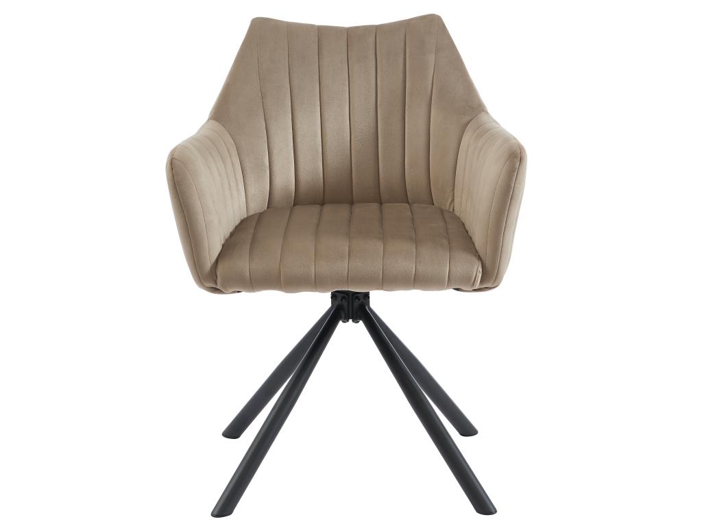 Lot de 2 chaises avec accoudoirs en velours et métal - Beige - Meublori