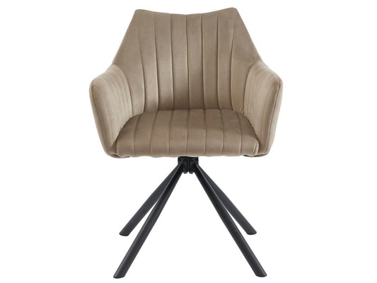 Lot de 2 chaises avec accoudoirs en velours et métal - Beige - Meublori