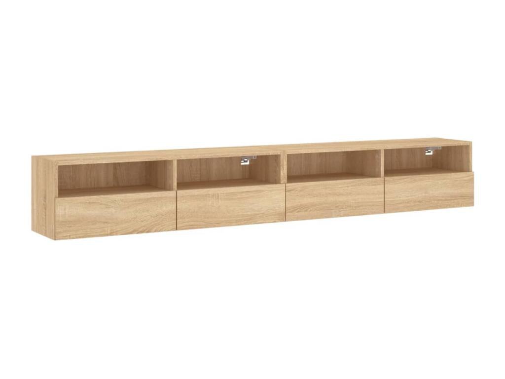 2-piece wall-mounted TV units, oak finish, Meublori, 100x30x30cm, engineered wood